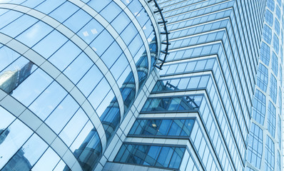 view  building  in modern futuristic downtown at night