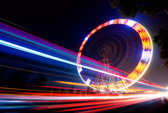 Ferris wheel at night - Powered by Adobe