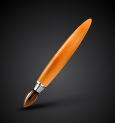 Glossy wooden brush vector icon