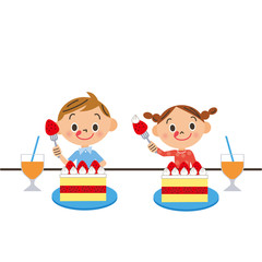 ケーキを食べる子供
