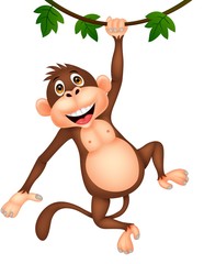 Cute monkey cartoon hanging