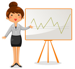 business woman presenting a chart on the whiteboard