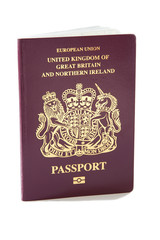 A United Kingdom passport against a plain white background