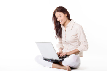Young woman working with laptop