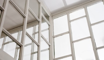 White wall with small glass panes