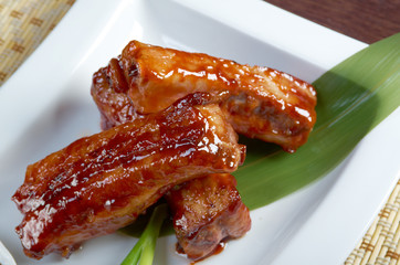 roasted pork ribs in a plate