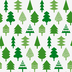 Seamless pattern wtih various Christmas trees