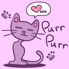 Romantic illustration with cute cat