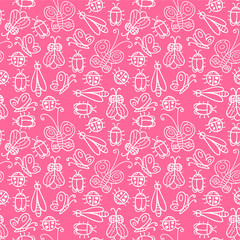 Seamless pattern with various insects