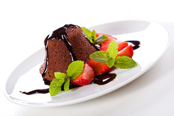 Chocolate Souffle With Strawberries