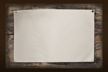 wooden background with empty paper