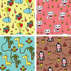 Naklejka premium Baby animals seamless background patterns