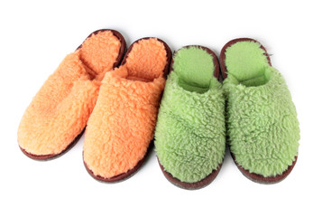 Slippers on white background