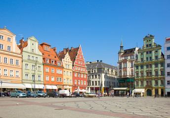 Fototapeta na wymiar stare domy na placu Solnym we Wrocławiu