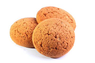 Oatmeal cookies isolated on white. Closeup