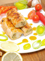 rolls with chicken and vegetables