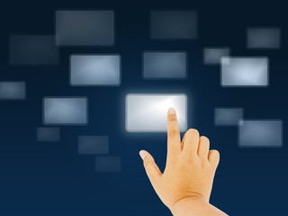 Hand pushing the button.