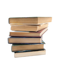 Stack of books isolated on the white background