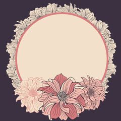 Greeting card with hand-drawn flowers