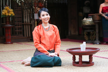 Thai woman in a traditional northtern thai costume