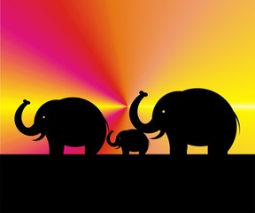 elephants - wandering - art
