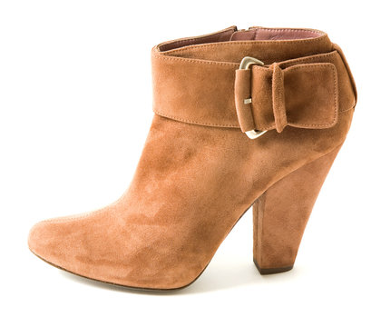 Suede Belted High Heel Bootie