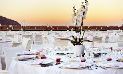 Table set up at the beach wedding