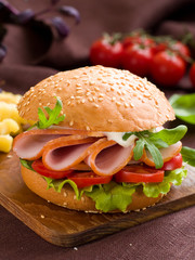 Hamburger with ham