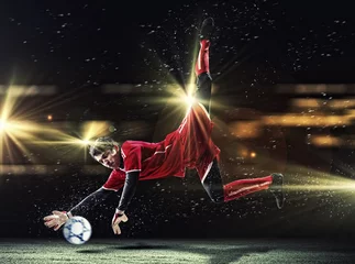Poster Voetbal Doelman vangt de bal