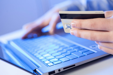 Click! Hands of a man on keyboard