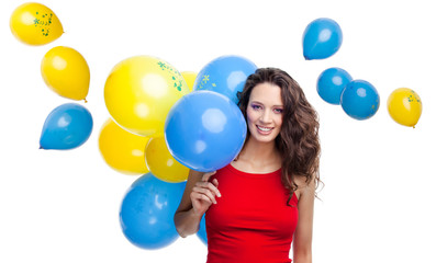 Fototapeta na wymiar Girl with color balloons