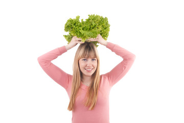 beautiful girl with salad