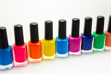 row of colored nail polish