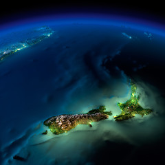Fototapeta na wymiar Ziemia noc. Pacyfik - Nowa Zelandia