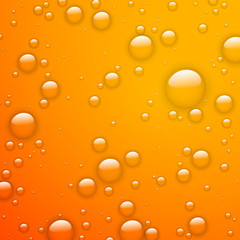 Fototapeta na wymiar Vector Illustration of Water Drops on an Orange Background
