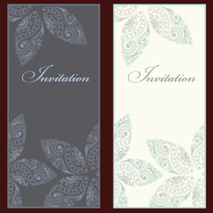 Collection of invitation vintage cards with floral elements