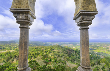 Idyllic landscape at Pena Castle, Algarve, (Portugal).