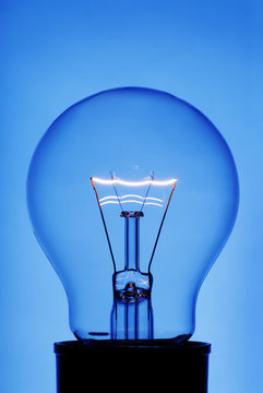 Light bulb on blue