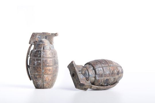 Ancient and rusty grenades