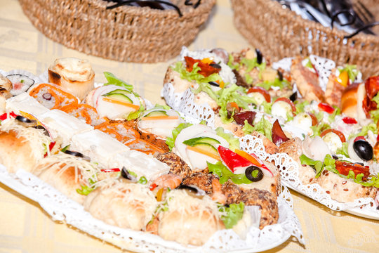 Various  Appetizers and finger food - closeup.