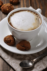 Cup of coffee with biscotti