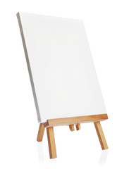 wooden easel with blank canvas
