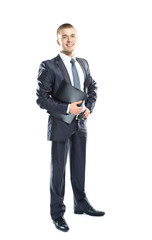 young business man with a black clipboard