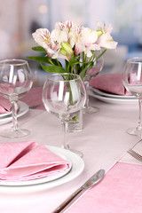 Elegant table setting in restaurant