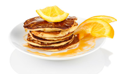 delicious sweet pancakes isolated on white