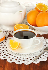 Beautiful white dinner service with oranges