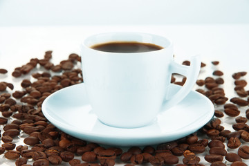 Cup of strong coffee isolated on white