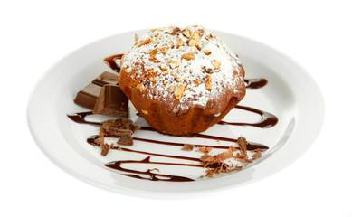 Tasty muffin cake with powdered sugar