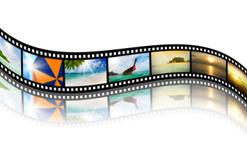 Film strip with beautiful holiday pictures