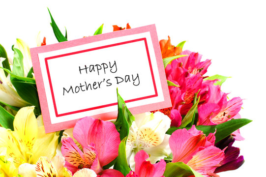 Happy Mothers Day Card among colorful flowers